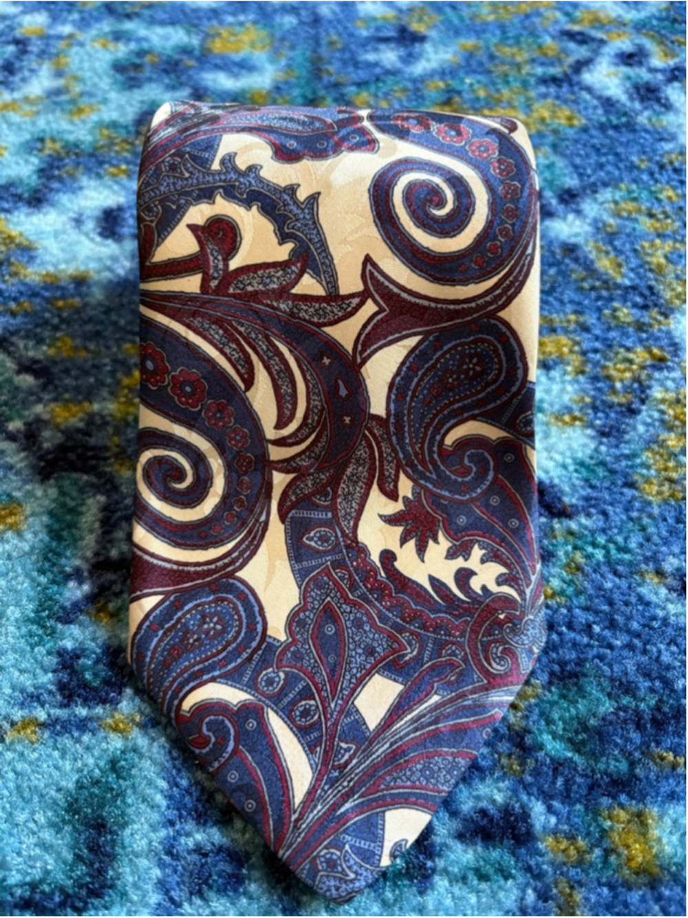 Vintage Manhattan Blue Burgandy Paisley Tie